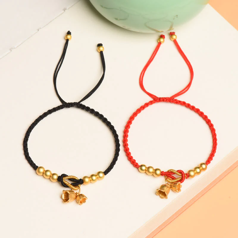 Bracciale intrecciato con ciondolo a forma di fiore di mughetto fatto a mano con Buddha Stones e protezione dalla fortuna - Image 2