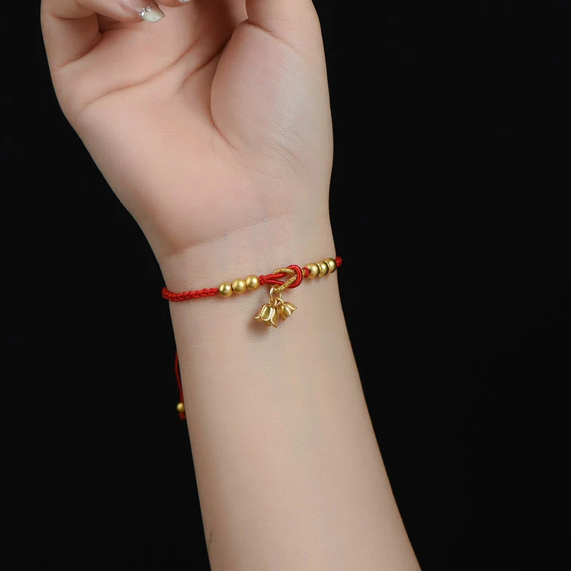 Bracciale intrecciato con ciondolo a forma di fiore di mughetto fatto a mano con Buddha Stones e protezione dalla fortuna - Image 6