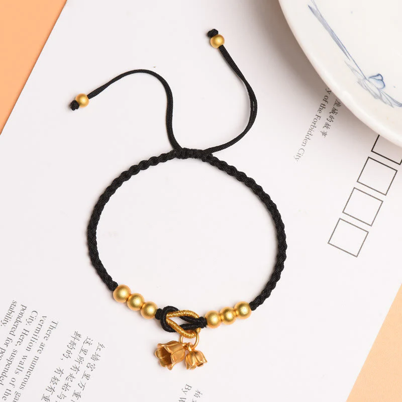 Bracciale intrecciato con ciondolo a forma di fiore di mughetto fatto a mano con Buddha Stones e protezione dalla fortuna - Image 9