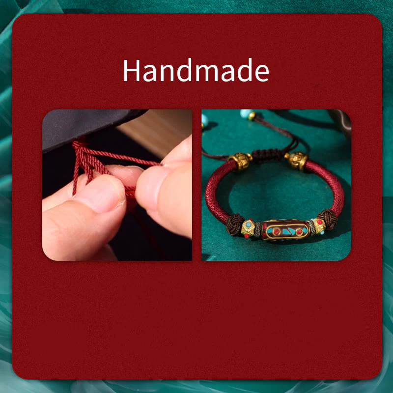 Bracciale intrecciato con forza Om Mani Padme Hum in turchese tibetano fatto a mano Buddha Stones - Image 6