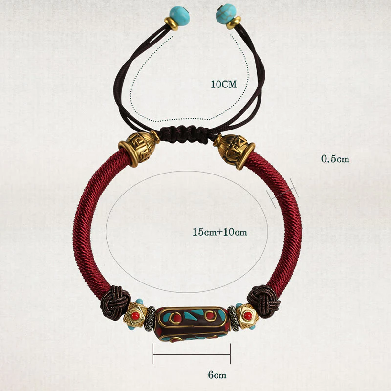 Bracciale intrecciato con forza Om Mani Padme Hum in turchese tibetano fatto a mano Buddha Stones - Image 8