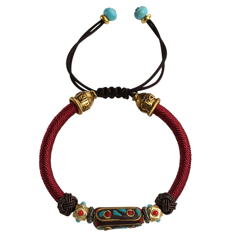 Bracciale intrecciato con forza Om Mani Padme Hum in turchese tibetano fatto a mano Buddha Stones - Image 9