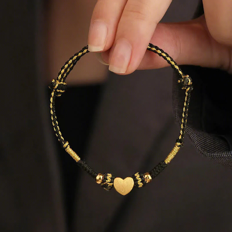 Bracciale intrecciato con nodo King Kong, fatto a mano, con cuore d'amore, Buddha Stones Tibet - Image 2