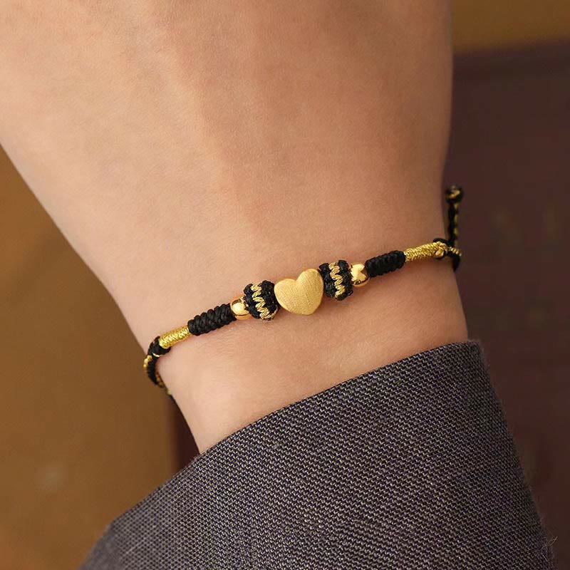 Bracciale intrecciato con nodo King Kong, fatto a mano, con cuore d'amore, Buddha Stones Tibet - Image 4