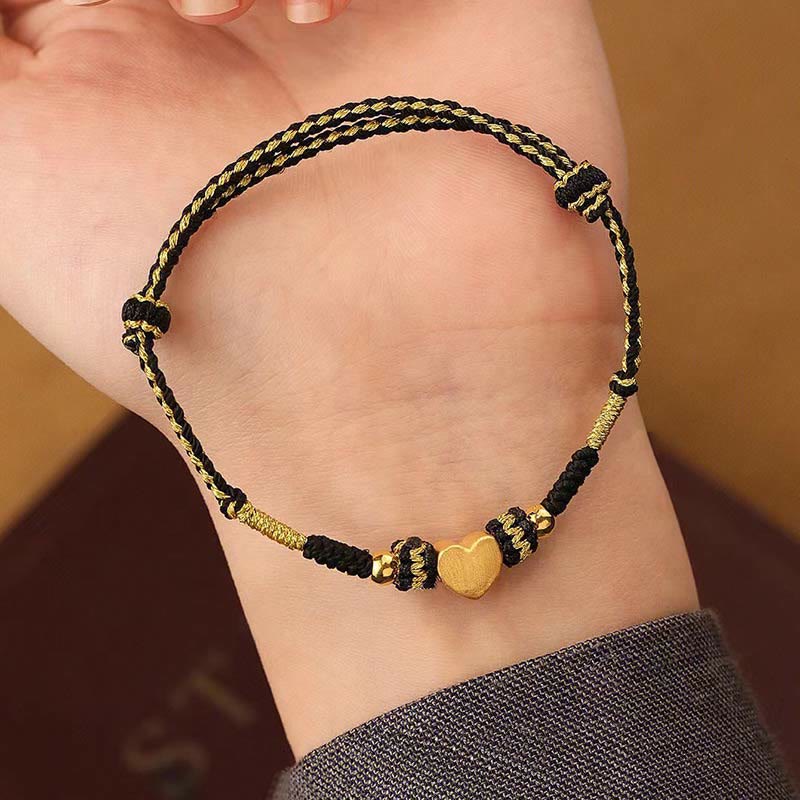 Bracciale intrecciato con nodo King Kong, fatto a mano, con cuore d'amore, Buddha Stones Tibet - Image 5