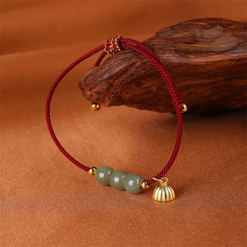 Bracciale intrecciato con perline di Buddha Stones Hetian fatte a mano con baccello di loto, prosperità e fortuna - Image 3