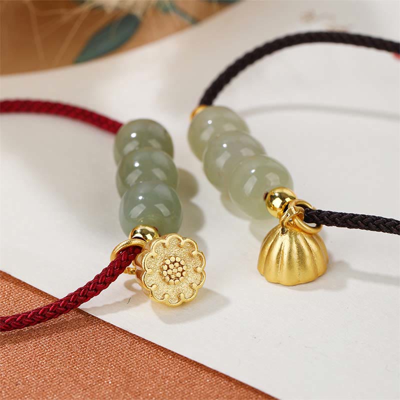 Bracciale intrecciato con perline di Buddha Stones Hetian fatte a mano con baccello di loto, prosperità e fortuna - Image 8