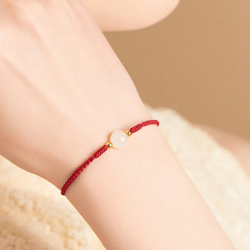 Bracciale intrecciato con perline di giada rotonde fatte a mano con Buddha Stones e portafortuna - Image 13
