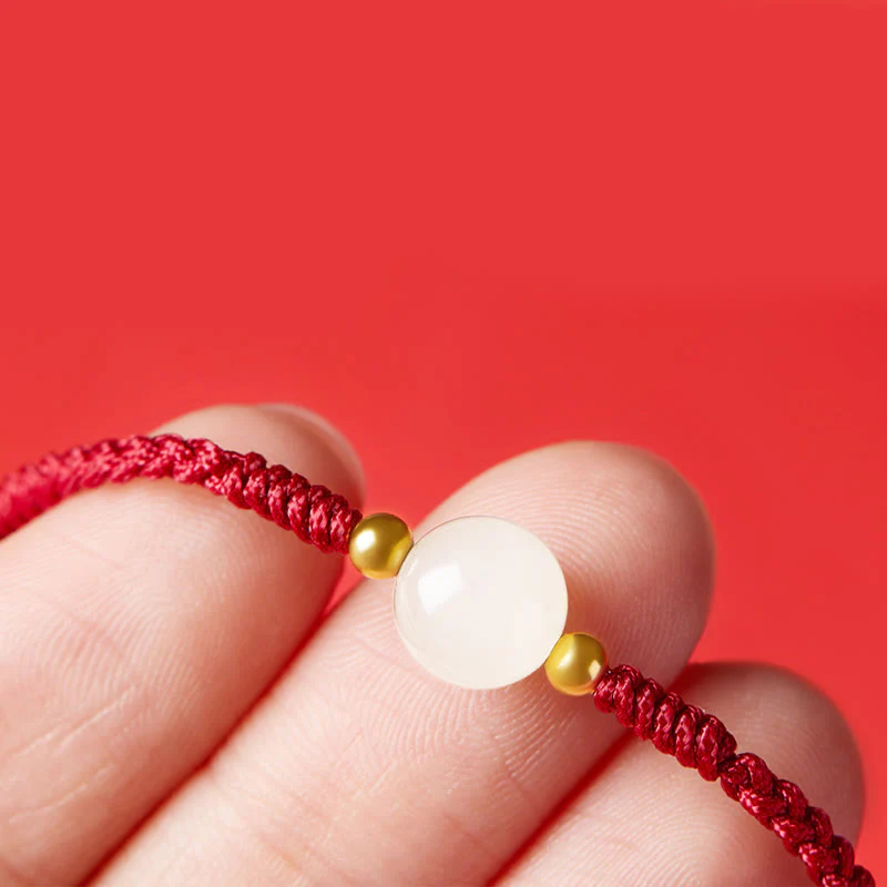 Bracciale intrecciato con perline di giada rotonde fatte a mano con Buddha Stones e portafortuna - Image 17