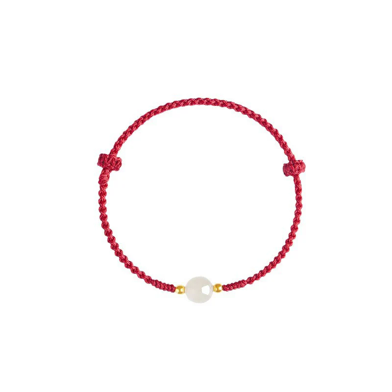 Bracciale intrecciato con perline di giada rotonde fatte a mano con Buddha Stones e portafortuna - Image 18
