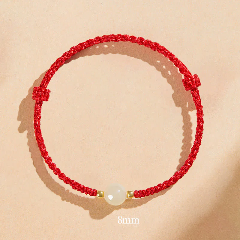 Bracciale intrecciato con perline di giada rotonde fatte a mano con Buddha Stones e portafortuna - Image 19