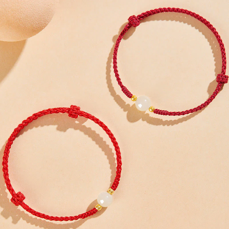 Bracciale intrecciato con perline di giada rotonde fatte a mano con Buddha Stones e portafortuna - Image 20