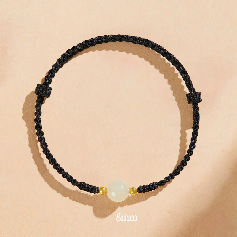 Bracciale intrecciato con perline di giada rotonde fatte a mano con Buddha Stones e portafortuna - Image 21