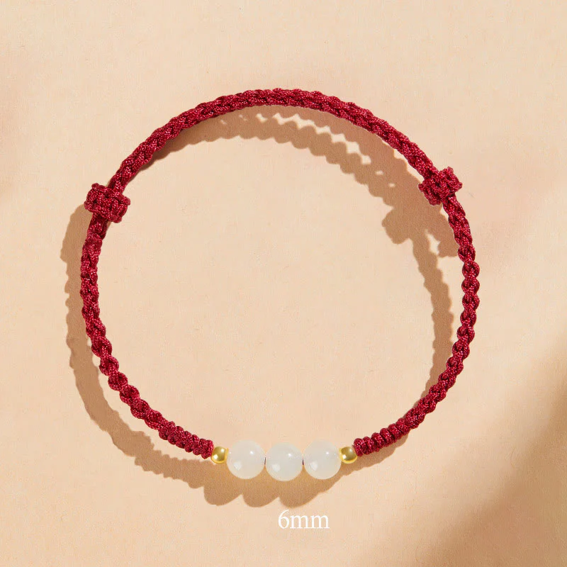 Bracciale intrecciato con perline di giada rotonde fatte a mano con Buddha Stones e portafortuna - Image 22