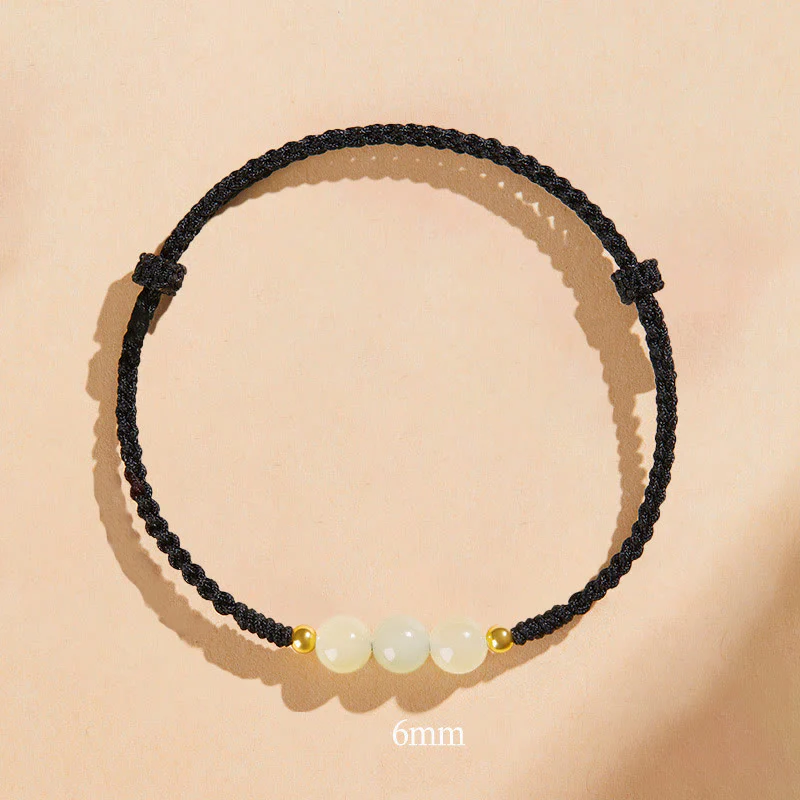 Bracciale intrecciato con perline di giada rotonde fatte a mano con Buddha Stones e portafortuna - Image 24