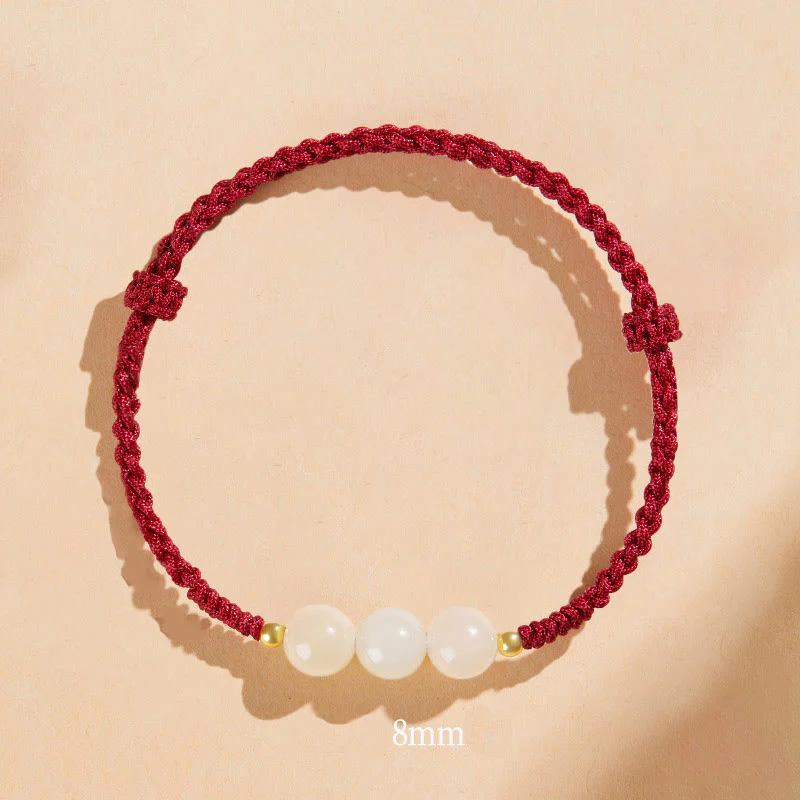 Bracciale intrecciato con perline di giada rotonde fatte a mano con Buddha Stones e portafortuna - Image 25