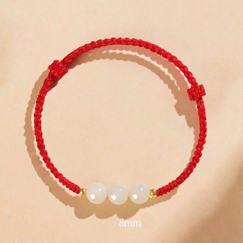 Bracciale intrecciato con perline di giada rotonde fatte a mano con Buddha Stones e portafortuna - Image 26
