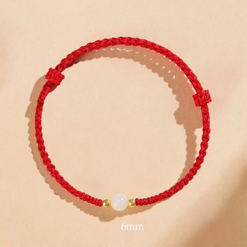 Bracciale intrecciato con perline di giada rotonde fatte a mano con Buddha Stones e portafortuna - Image 3
