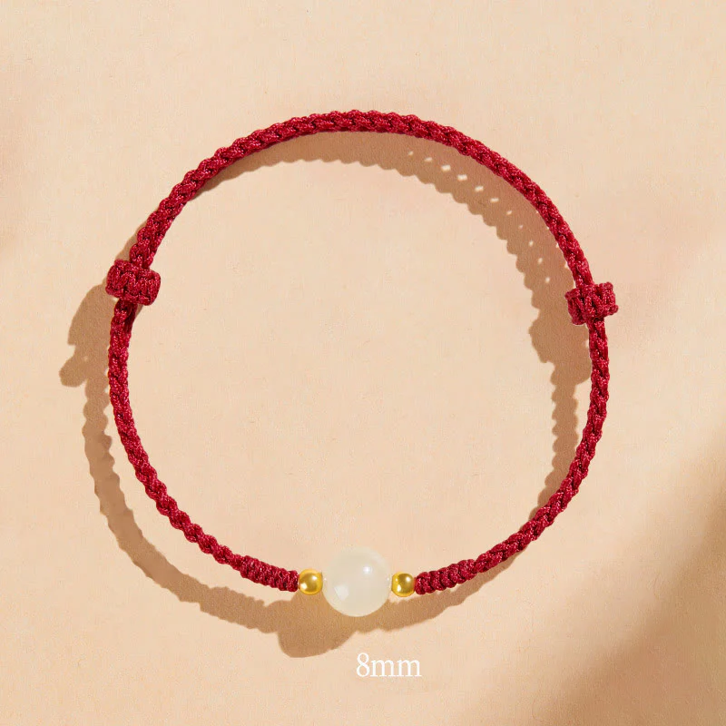 Bracciale intrecciato con perline di giada rotonde fatte a mano con Buddha Stones e portafortuna - Image 5