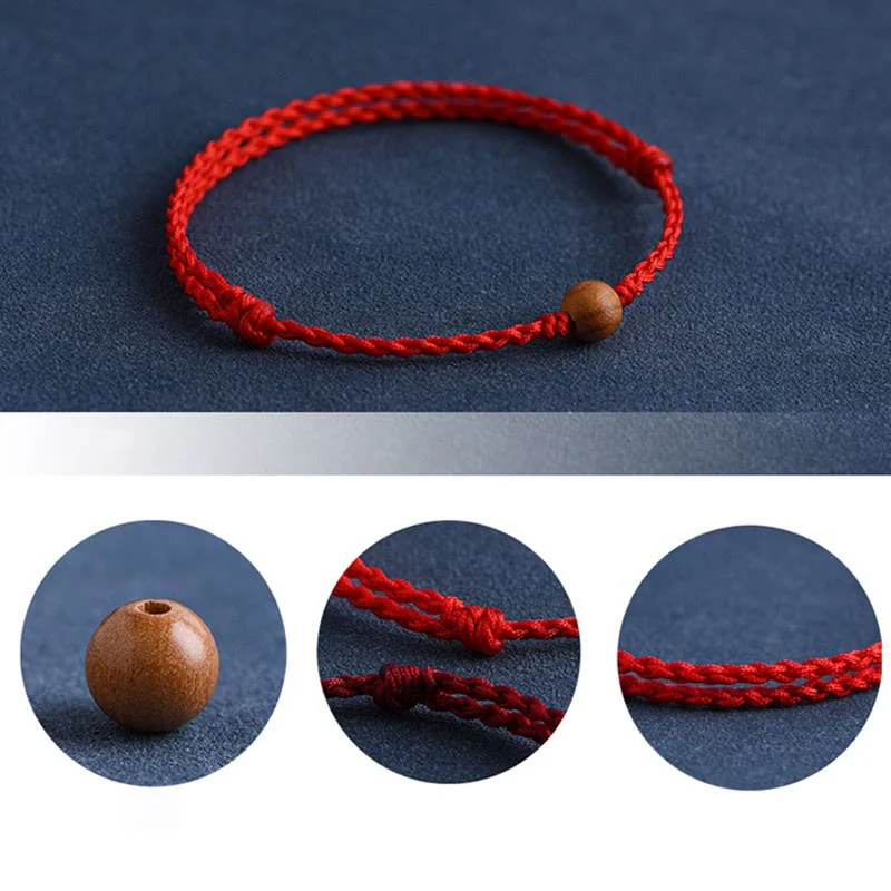 Bracciale intrecciato con perline di legno di pesca naturale Buddha Stones che allontanano gli spiriti maligni - Image 11