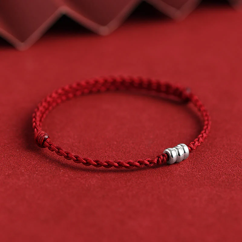Buddha Stones 925 Sterling Silver Beads Protezione Fortuna Braccialetto Intrecciato Cavigliera - Image 4