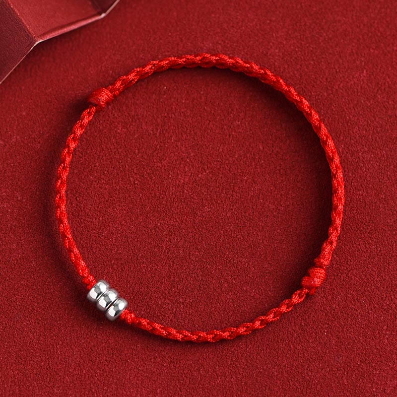Buddha Stones 925 Sterling Silver Beads Protezione Fortuna Braccialetto Intrecciato Cavigliera - Image 9