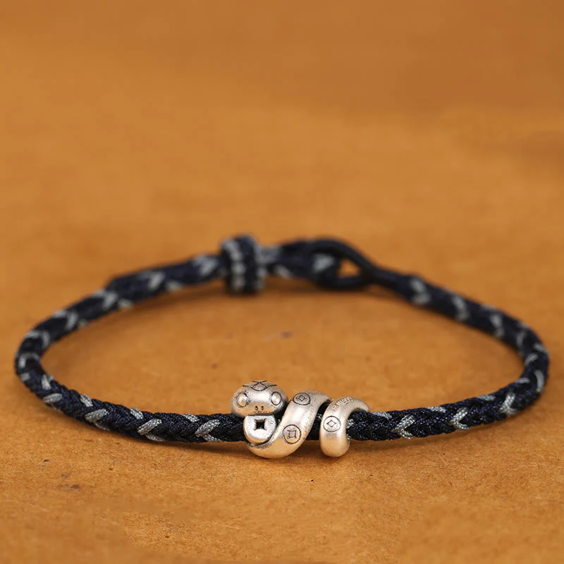 Bracciale intrecciato con protezione per monete in rame fatto a mano con Buddha Stones in argento sterling 999 Anno del serpente - Image 13