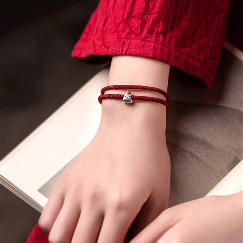 Bracciale intrecciato fatto a mano con carattere Fu in argento sterling 925 Buddha Stones - Image 10