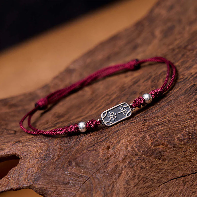 Bracciale intrecciato in argento sterling 925 fatto a mano con Buddha Stones, pace e gioia, protezione sicura e benefica - Image 2