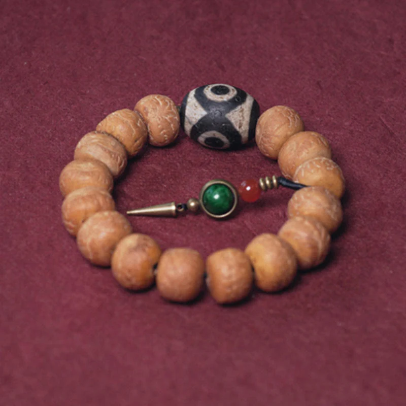 Bracciale Mala da polso con ciondolo di pace in Buddha Stones Tibet Bodhi Seed Dzi Bead - Image 8