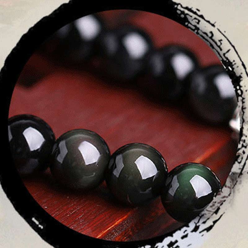 Bracciale Mala della Fortuna con 108 Perle dello Zodiaco Cinese e Occhio di Tigre in Ossidiana Nera - Image 6