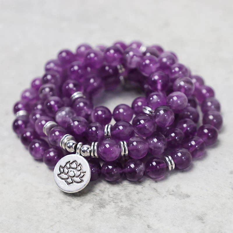 Bracciale Mala di purificazione in ametista naturale Buddha Stones - Image 3