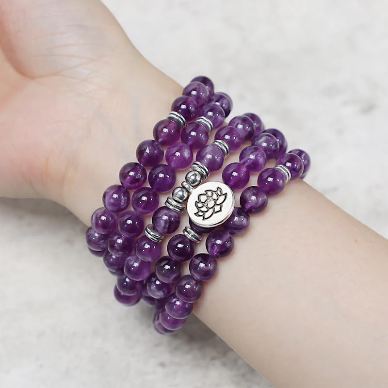 Bracciale Mala di purificazione in ametista naturale Buddha Stones - Image 5