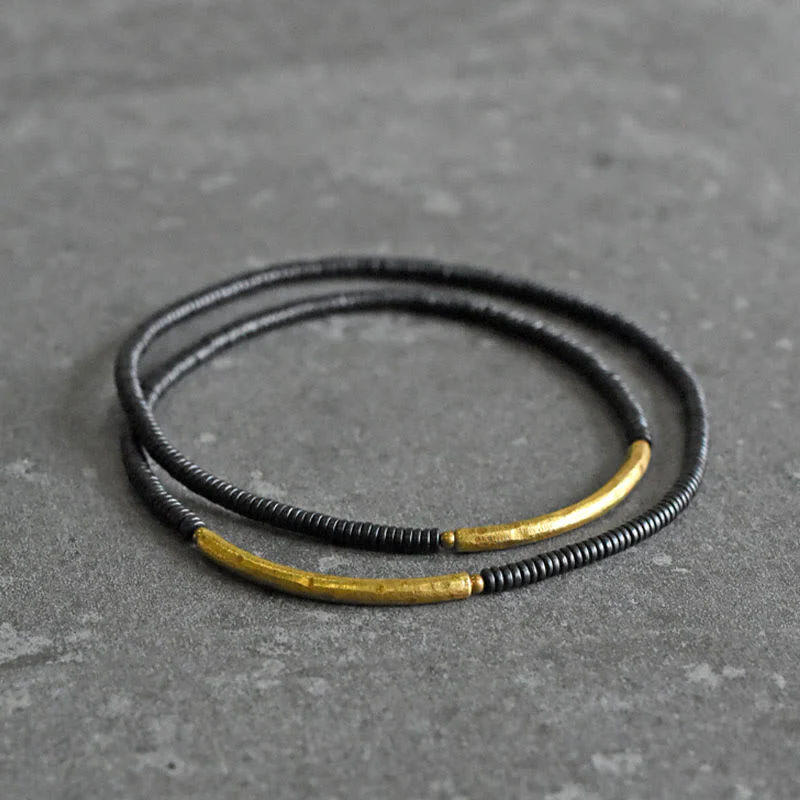 Bracciale multistrato in ottone, rame e legno di ebano Buddha Stones - Image 7