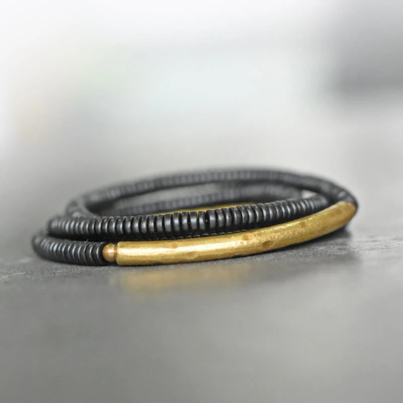 Bracciale multistrato in ottone, rame e legno di ebano Buddha Stones - Image 8