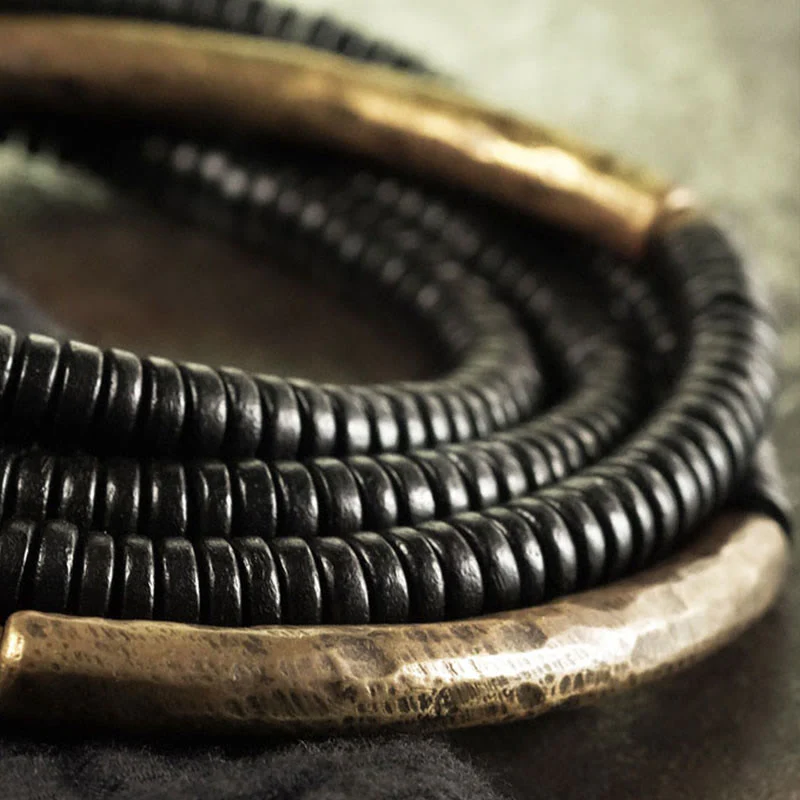 Bracciale multistrato in rame con perline di legno di ebano tibetano Buddha Stones - Image 4