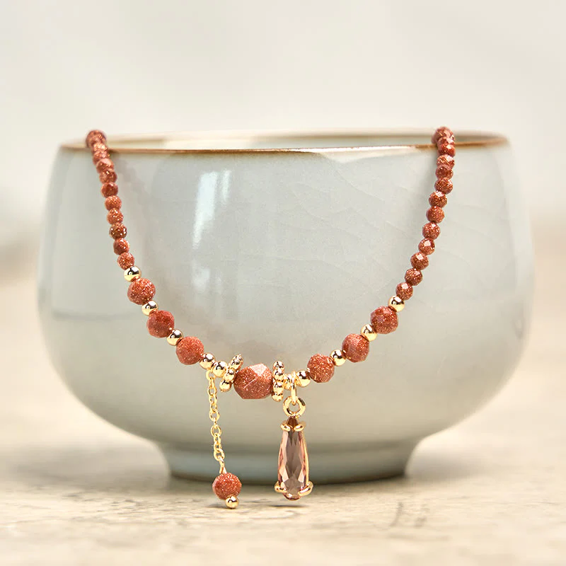 Bracciale multistrato positivo con perline di pietra d'oro naturale da 2 mm Buddha Stones - Image 7