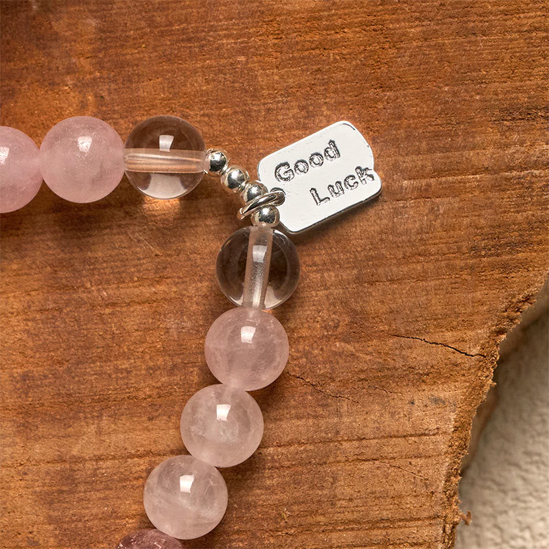 Bracciale portafortuna Buddha Stones, ametista, quarzo rosa e quarzo fragola - Image 16