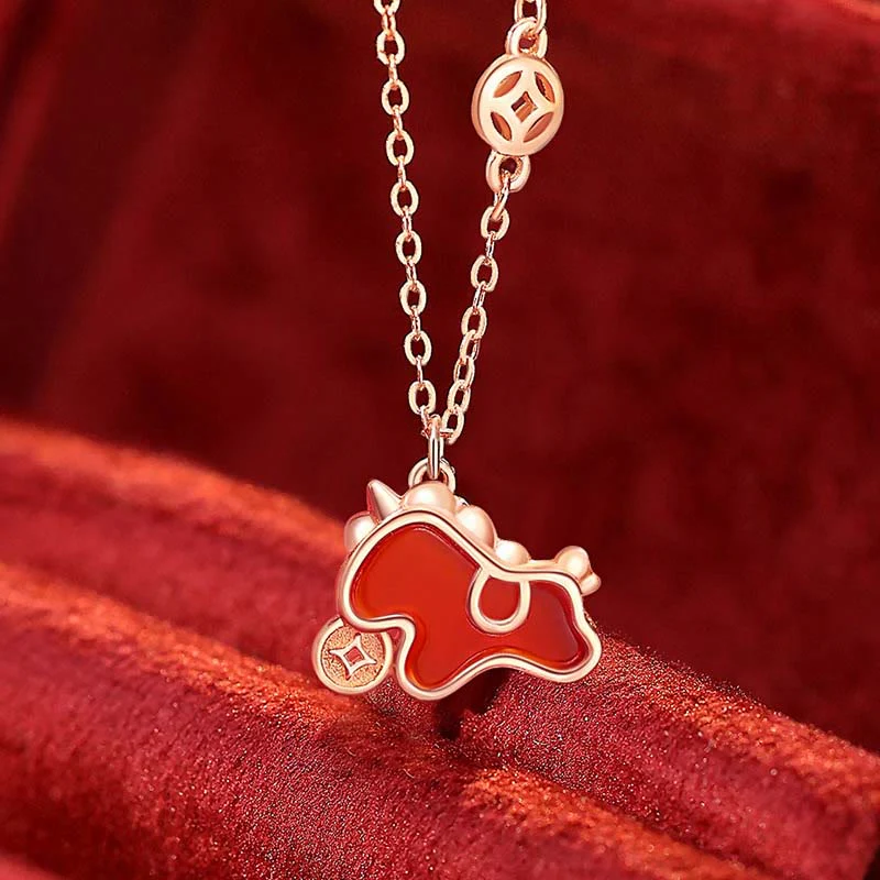 Bracciale portafortuna con ciondolo a moneta in agata rossa con filo rosso in argento sterling 925 "Anno del cavallo" Buddha Stones - Image 11
