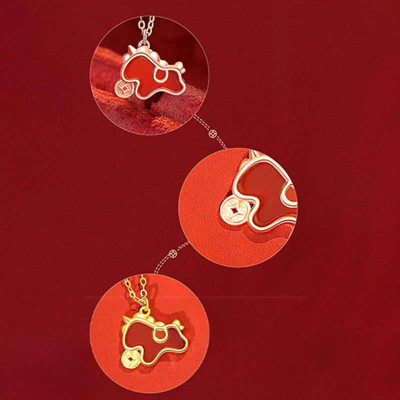 Bracciale portafortuna con ciondolo a moneta in agata rossa con filo rosso in argento sterling 925 "Anno del cavallo" Buddha Stones - Image 16