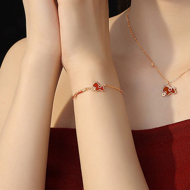 Bracciale portafortuna con ciondolo a moneta in agata rossa con filo rosso in argento sterling 925 "Anno del cavallo" Buddha Stones - Image 26