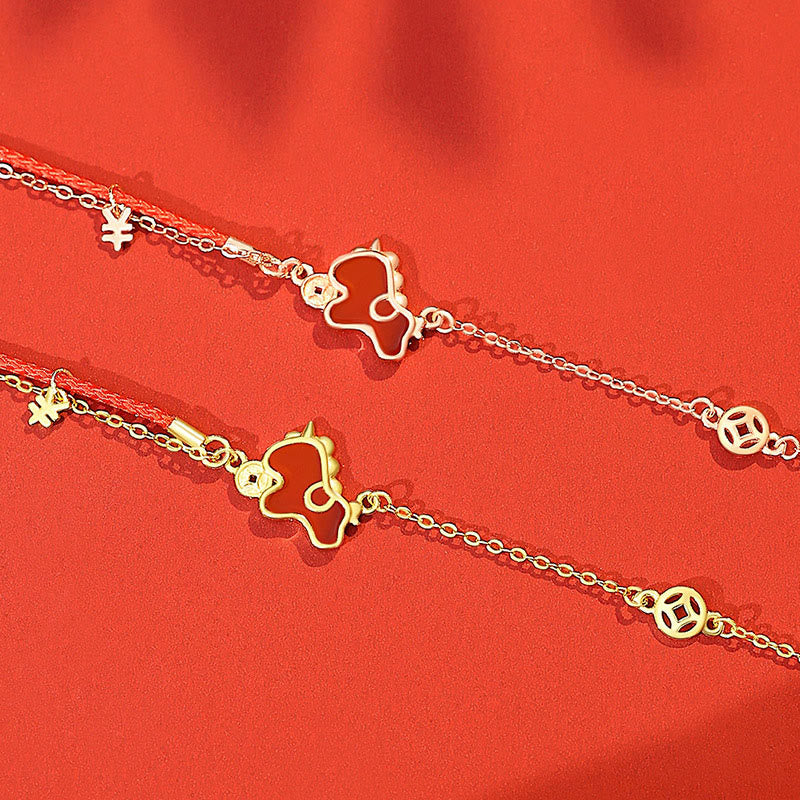 Bracciale portafortuna con ciondolo a moneta in agata rossa con filo rosso in argento sterling 925 "Anno del cavallo" Buddha Stones - Image 9