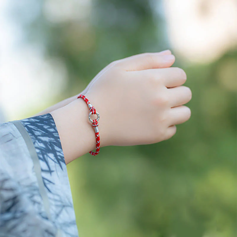 Bracciale portafortuna in argento sterling 925 con cordino rosso Buddha Stones - Image 10