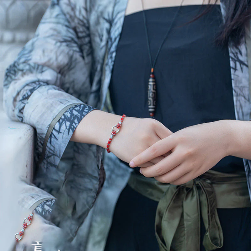 Bracciale portafortuna in argento sterling 925 con cordino rosso Buddha Stones - Image 11