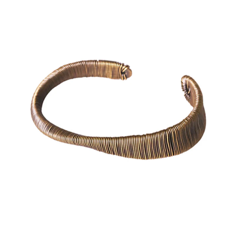 Bracciale regolabile con polsino in ottone e rame, con design semplice, per fortuna e ricchezza, Buddha Stones - Image 14