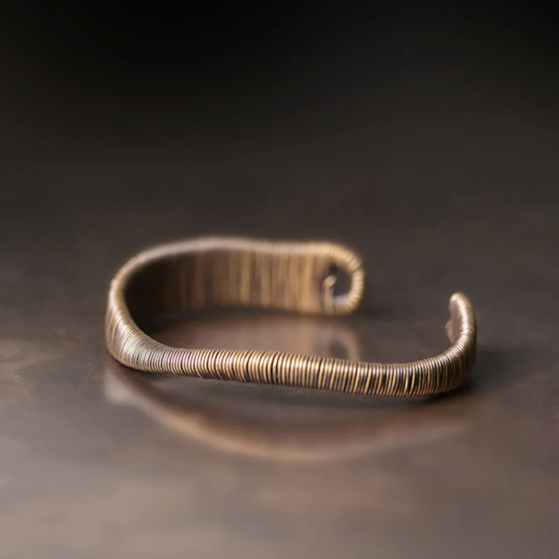 Bracciale regolabile con polsino in ottone e rame, con design semplice, per fortuna e ricchezza, Buddha Stones - Image 2