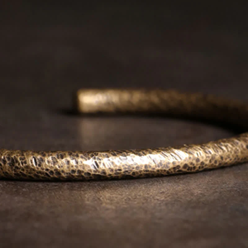 Bracciale regolabile con polsino in rame e design rustico Buddha Stones - Image 14