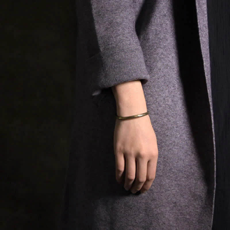 Bracciale regolabile con polsino in rame e design rustico Buddha Stones - Image 4