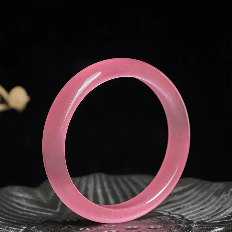 Bracciale rigido Buddha Stones pietra rosa occhio di gatto e ciondolo Peace Love - Image 3