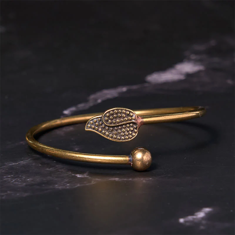 Bracciale rigido con perline di Buddha Stones , in ottone e rame, per fortuna e ricchezza - Image 2